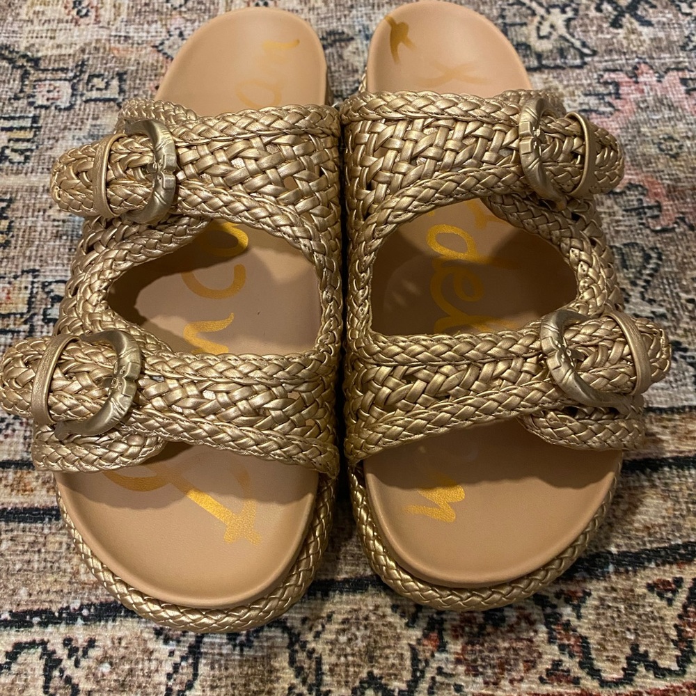 Sam Edelman Gold Braided Slide Sandals
